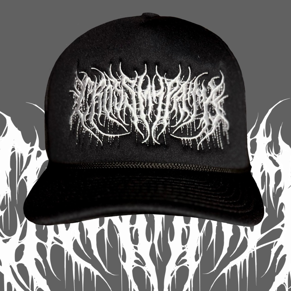 Edgy Black Hat with White Graphic Design